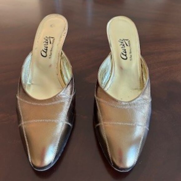 Aurele Rue Royale Paris Gold Heels - Size 6.5 - Picture 2 of 5